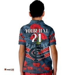 Custom Personalised Blues Football ANZAC Polo Shirt Lest We Forget Amazing Aussie