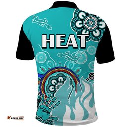Brisbane Heat Polo Shirt Cricket Indigenous Aboriginal Lizard Version Amazing Aussie