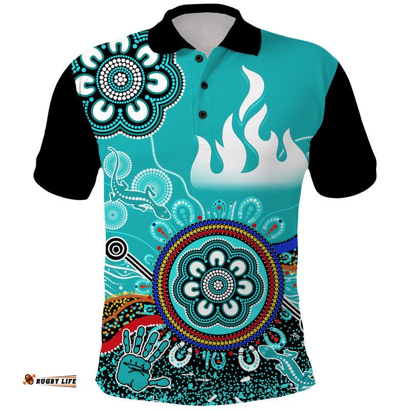 Brisbane Heat Polo Shirt Cricket Indigenous Aboriginal Lizard Version Amazing Aussie