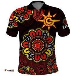 Custom Personalised AFL Gold Coast Suns 2009 Aboriginal Red Style Polo Shirt Amazing Aussie