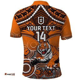 Personalised Tigers Rugby Polo Shirt Aboriginal Mix Polynesian Pattern