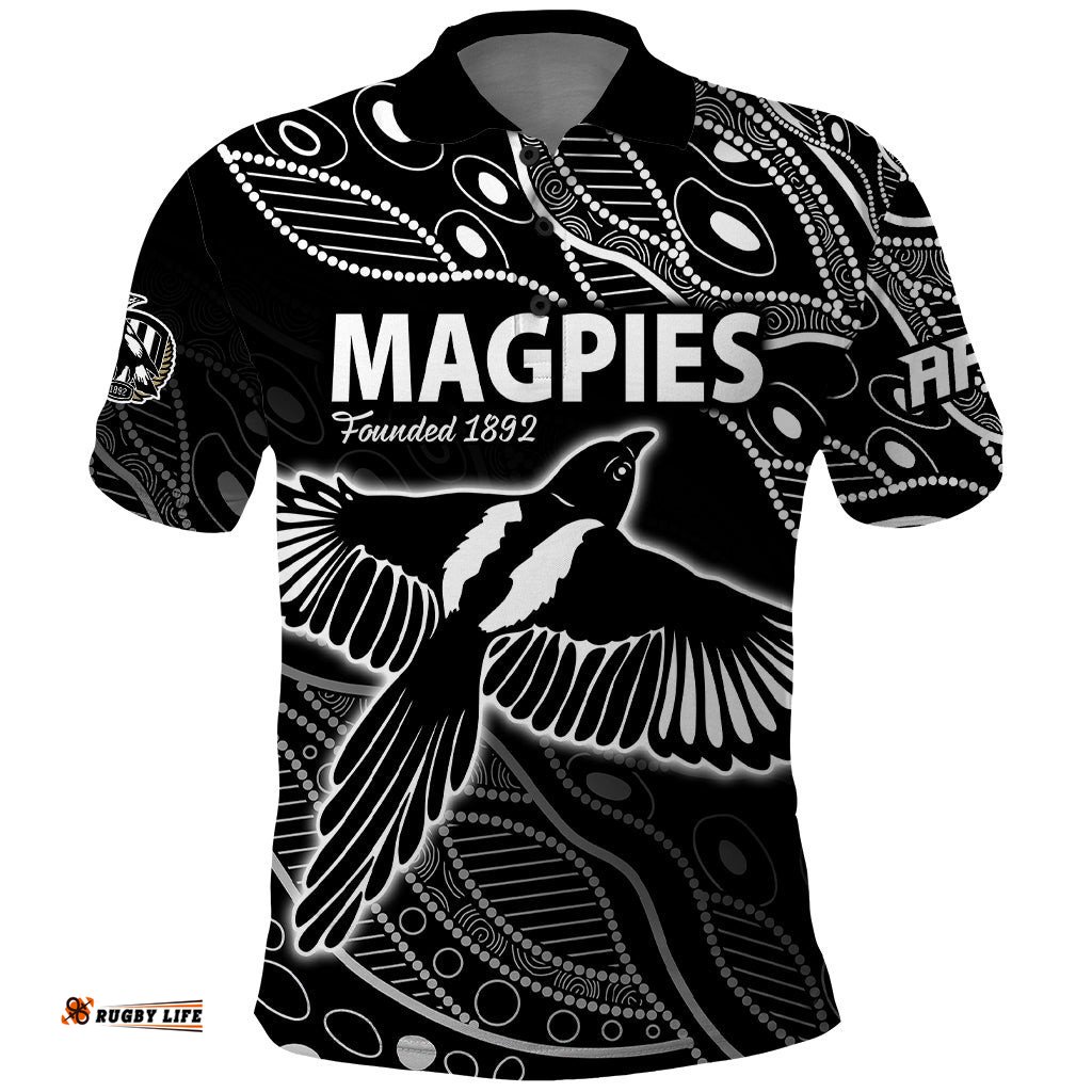 Custom Text And Number 2023 Collingwood Magpies Football Polo Shirt Pies Founded 1892