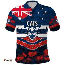Cats Football ANZAC Polo Shirt Lest We Forget Amazing Aussie