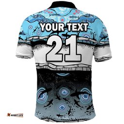 Custom Text And Number Sharkies Aboriginal Polo Shirt Amazing Aussie