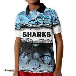 Custom Text And Number Sharkies Aboriginal Polo Shirt Amazing Aussie