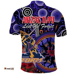 Storm Rugby ANZAC Polo Shirt Aboriginal Military and Poppy Flowers Amazing Aussie