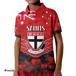 St Kilda Saints Football ANZAC Polo Shirt Lest We Forget Amazing Aussie