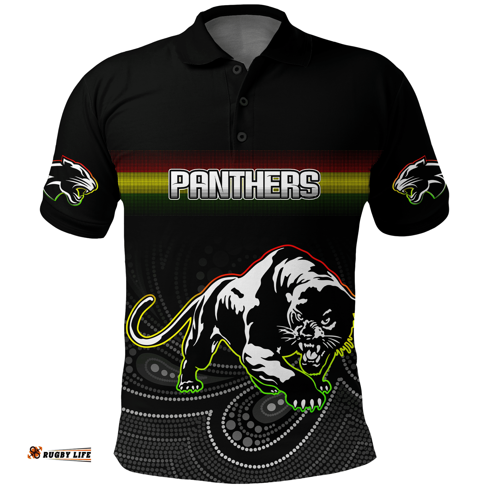 Black Panthers Rugby League Aboriginal Polo Shirt