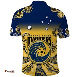 Central Coast Football Polo Shirt A League Men Mariners 2004 Indigenous Gradient Style Amazing Aussie