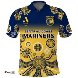 Central Coast Football Polo Shirt A League Men Mariners 2004 Indigenous Gradient Style Amazing Aussie