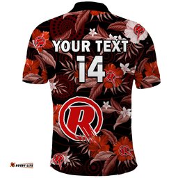 Custom Text And Number Melbourne Renegades Cricket Polo Shirt Aboriginal Art Mix Tropical Flowers Amazing Aussie