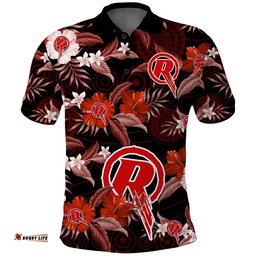 Custom Text And Number Melbourne Renegades Cricket Polo Shirt Aboriginal Art Mix Tropical Flowers Amazing Aussie