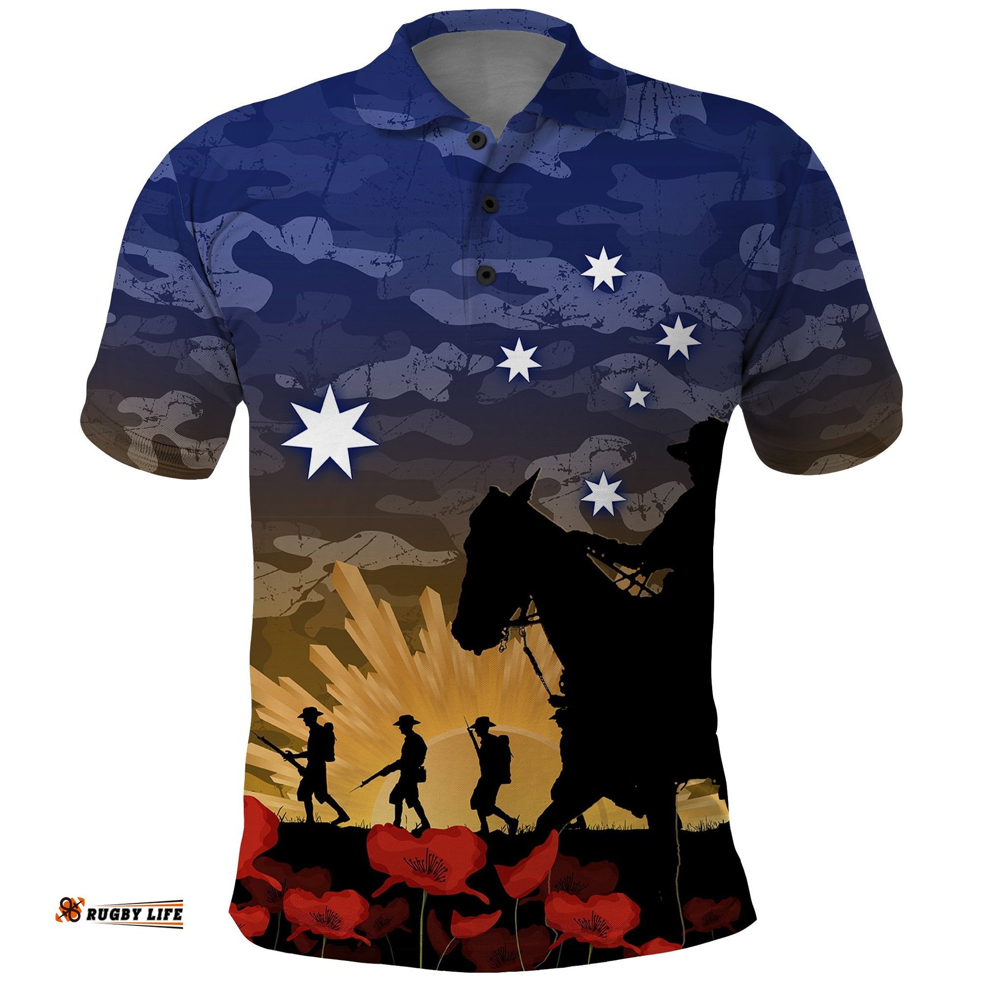 ANZAC DAY Polo Shirt Camo Style - Dawn Service Amazing Aussie