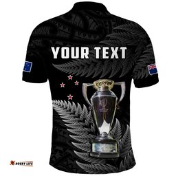 Custom Personalised New Zealand 2022 Rugby Polo Shirt Black Fern Proud Champions RWC Amazing Aussie