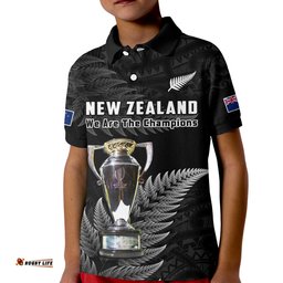 Custom Personalised New Zealand 2022 Rugby Polo Shirt Black Fern Proud Champions RWC Amazing Aussie