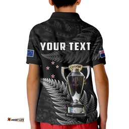 Custom Personalised New Zealand 2022 Rugby Polo Shirt Black Fern Proud Champions RWC Amazing Aussie
