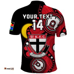 Custom Text And Number St Kilda Football NAIDOC 2023 Polo Shirt Saints Indigenous For Our Elders Amazing Aussie