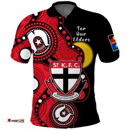 Custom Text And Number St Kilda Football NAIDOC 2023 Polo Shirt Saints Indigenous For Our Elders Amazing Aussie