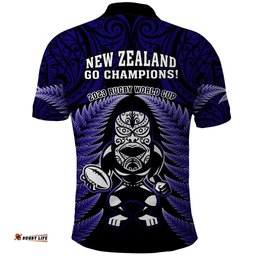 New Zealand Aotearoa Rugby Polo Shirt NZ Tiki With Maori Fern World Cup Blue Version