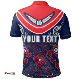 Custom Personalised Sydney Roosters Boomerang Aboriginal Polo Shirt Amazing Aussie