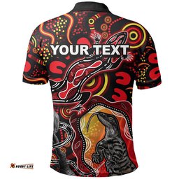 Custom Personalised Aboriginal Lizard Polo Shirt Red Color Amazing Aussie