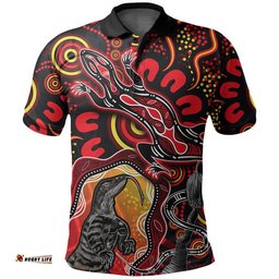 Custom Personalised Aboriginal Lizard Polo Shirt Red Color Amazing Aussie