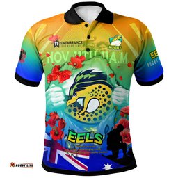 Eels Rugby Polo Shirt - Custom Eels Remembrance Day Lest We Forget Poppies Polo Shirt Amazing Aussie