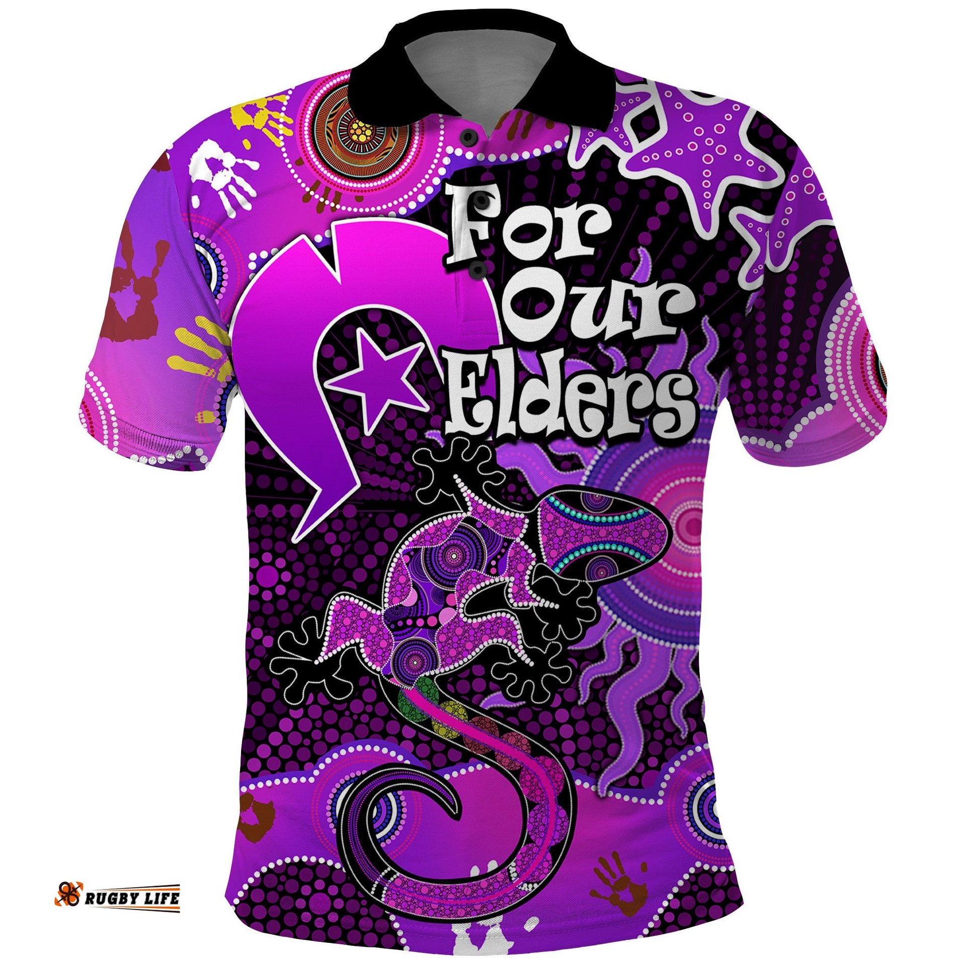 Aboriginal NAIDOC Week 2023 Polo Shirt Turtle Lizard Sun Amazing Aussie