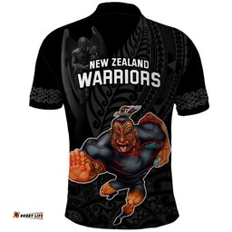 Warriors Permier 2023 Polo Shirt The Wahs Mascot with Maori Tattoo