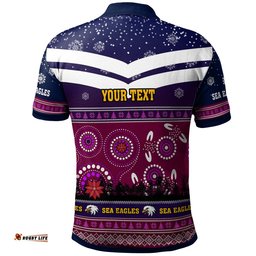 Sea Eagles Rugby Christmas Polo Shirt - Custom Sea Eagles Ugly Christmas And Aboriginal Patterns Polo Shirt Amazing Aussie