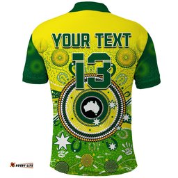 Custom Text and Number Australia Cricket Polo Shirt Aboriginal National Color Champion Amazing Aussie