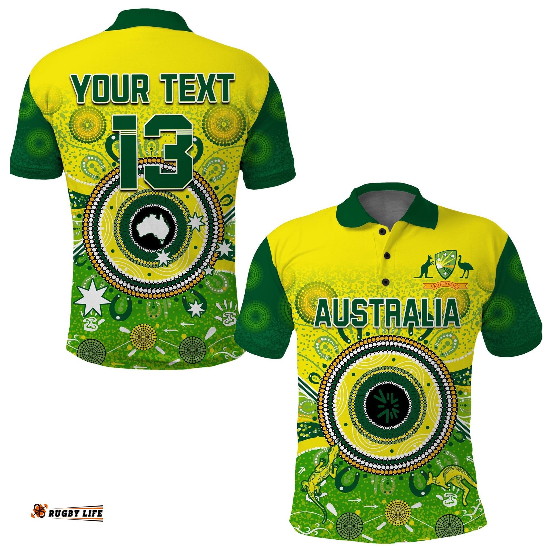 Custom Text and Number Australia Cricket Polo Shirt Aboriginal National Color Champion Amazing Aussie