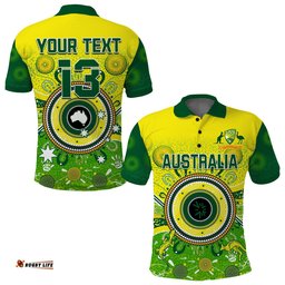 Custom Text and Number Australia Cricket Polo Shirt Aboriginal National Color Champion Amazing Aussie