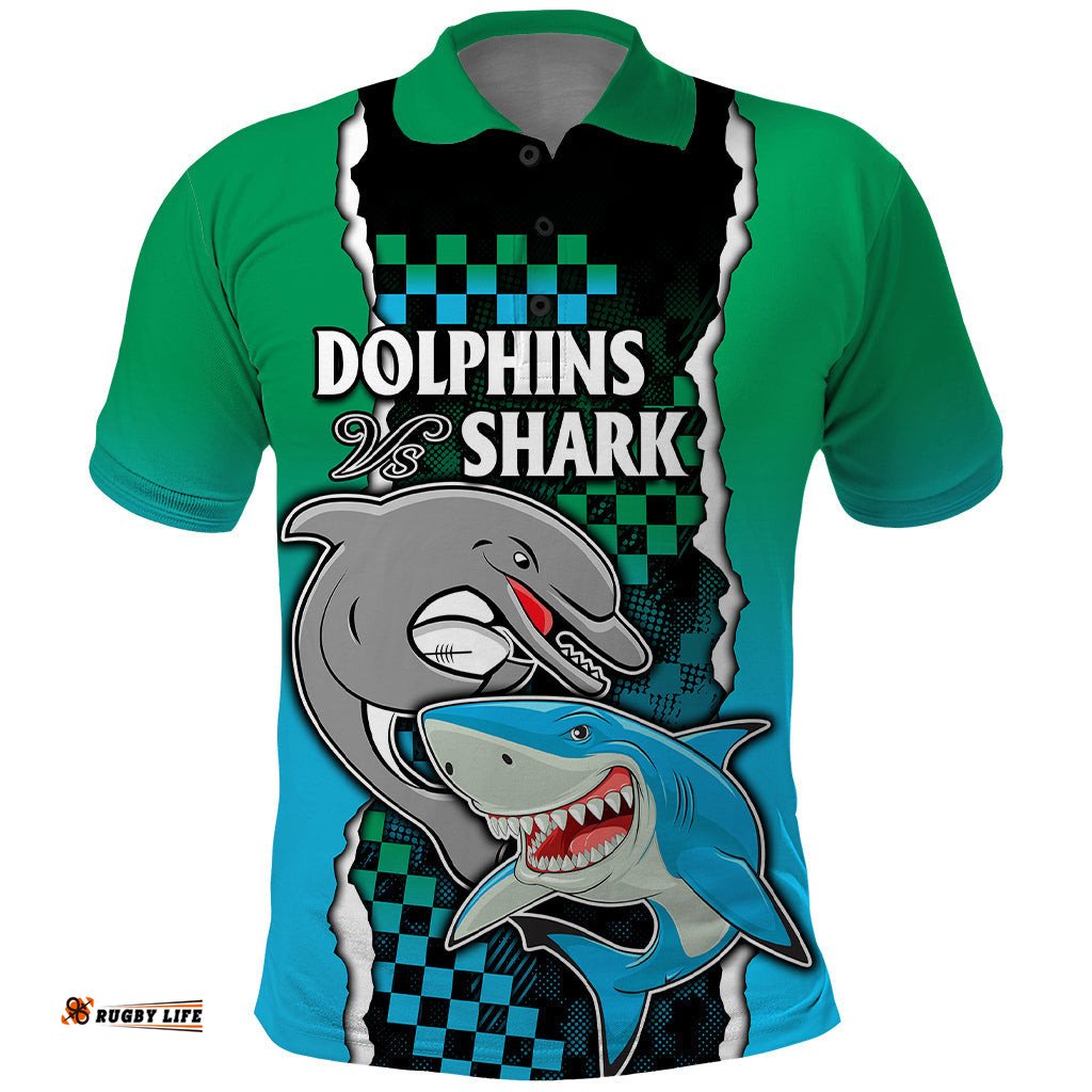 NRL Combine Rabbitohs and Shark Polo Shirt Sporty Style