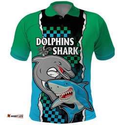 NRL Combine Rabbitohs and Shark Polo Shirt Sporty Style