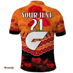 Custom Personalised GWS Giants Football ANZAC Polo Shirt Lest We Forget Amazing Aussie
