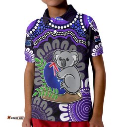 Custom Personalised Australia Koala Aboriginal Polo Shirt Koala Hugging Rugby Ball Purple Amazing Aussie