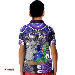 Custom Personalised Australia Koala Aboriginal Polo Shirt Koala Hugging Rugby Ball Purple Amazing Aussie