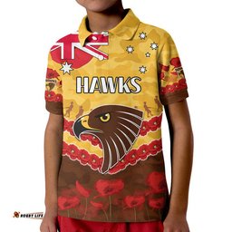 Hawks Football ANZAC Polo Shirt Lest We Forget Amazing Aussie