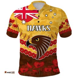Hawks Football ANZAC Polo Shirt Lest We Forget Amazing Aussie