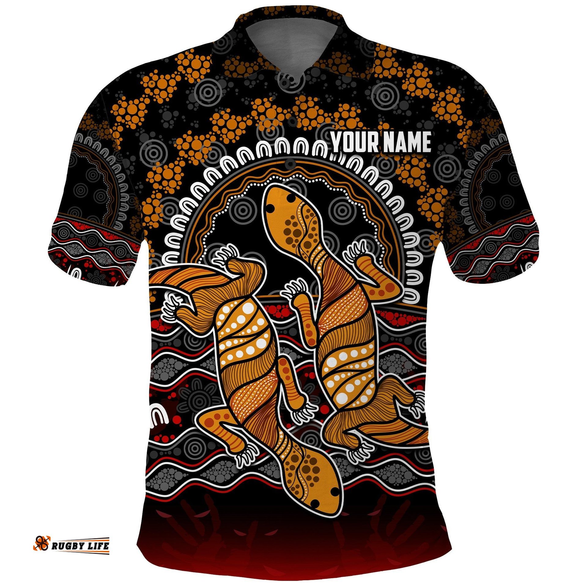 Custom Personalised Australia Valentine Polo Shirt Aboriginal Couple Lizards MY LOVE Amazing Aussie
