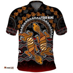 Custom Personalised Australia Valentine Polo Shirt Aboriginal Couple Lizards MY LOVE Amazing Aussie