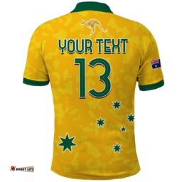 Custom Text and Number Australia Soccer Polo Shirt World Cup Football 2022 Socceroos with Kangaroos Amazing Aussie
