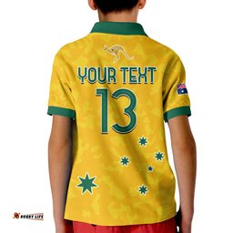 Custom Text and Number Australia Soccer Polo Shirt World Cup Football 2022 Socceroos with Kangaroos Amazing Aussie