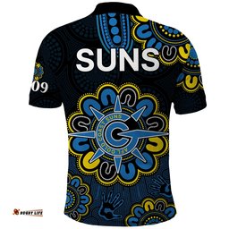 AFL Gold Coast Suns 2009 Aboriginal Blue Style Polo Shirt Amazing Aussie