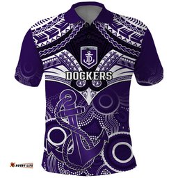 Dockers Football Polo Shirt Fremantle Aboriginal Mix Polynesian Pattern - Tee Aussie
