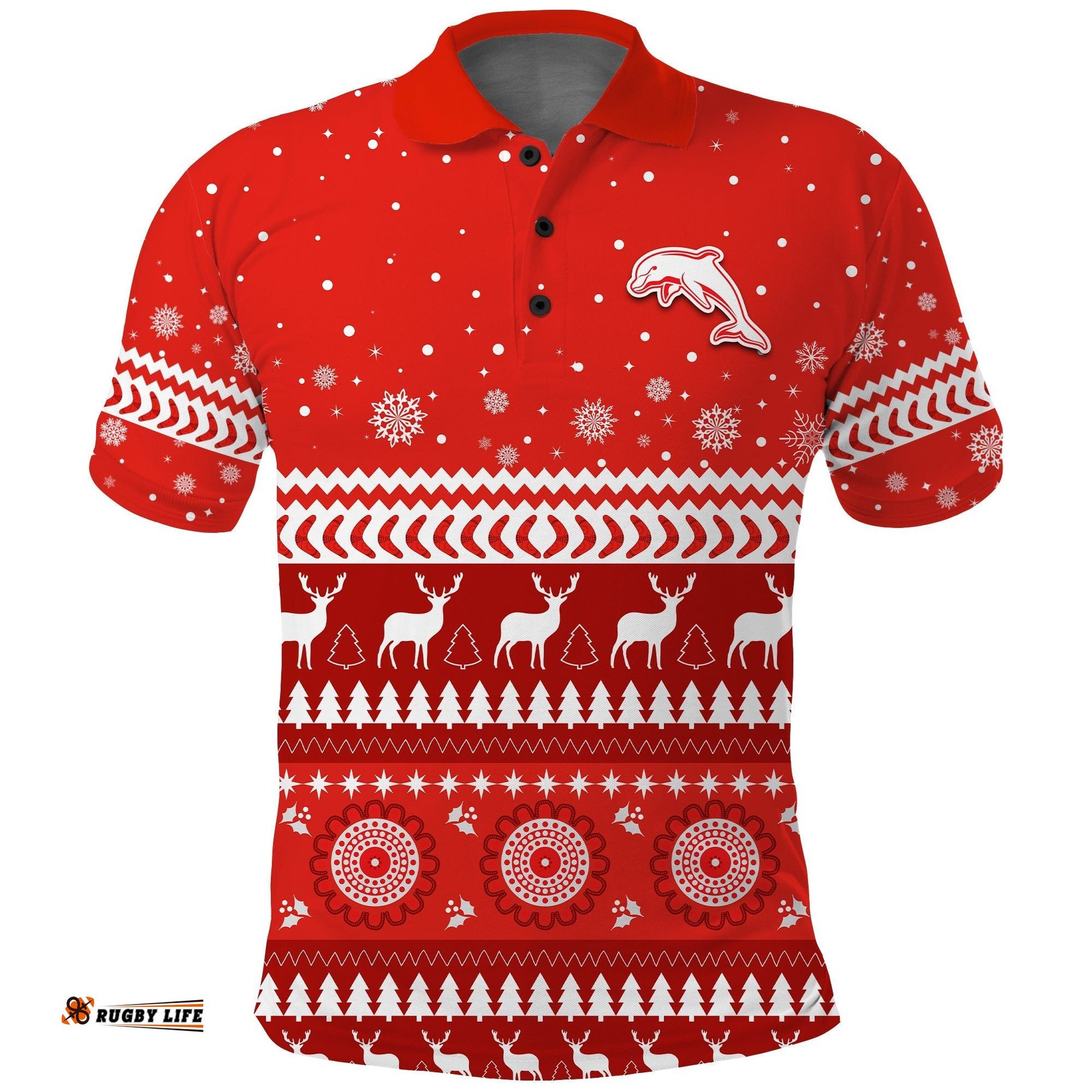 Dolphins Rugby Polo Shirt Christmas Redcliffe Amazing Aussie