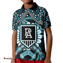 Custom Personalised Port Adelaide Power Polo Shirt Boomerang Indigenous Dots Amazing Aussie