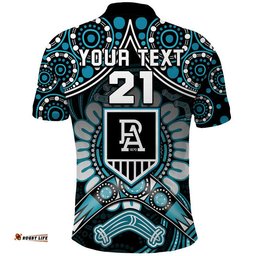 Custom Personalised Port Adelaide Power Polo Shirt Boomerang Indigenous Dots Amazing Aussie