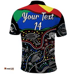 Custom Text and Number NAIDOC Week Polo Shirt National Aborigines And Torres Strait Islander Animals Aboriginal Art Amazing Aussie
